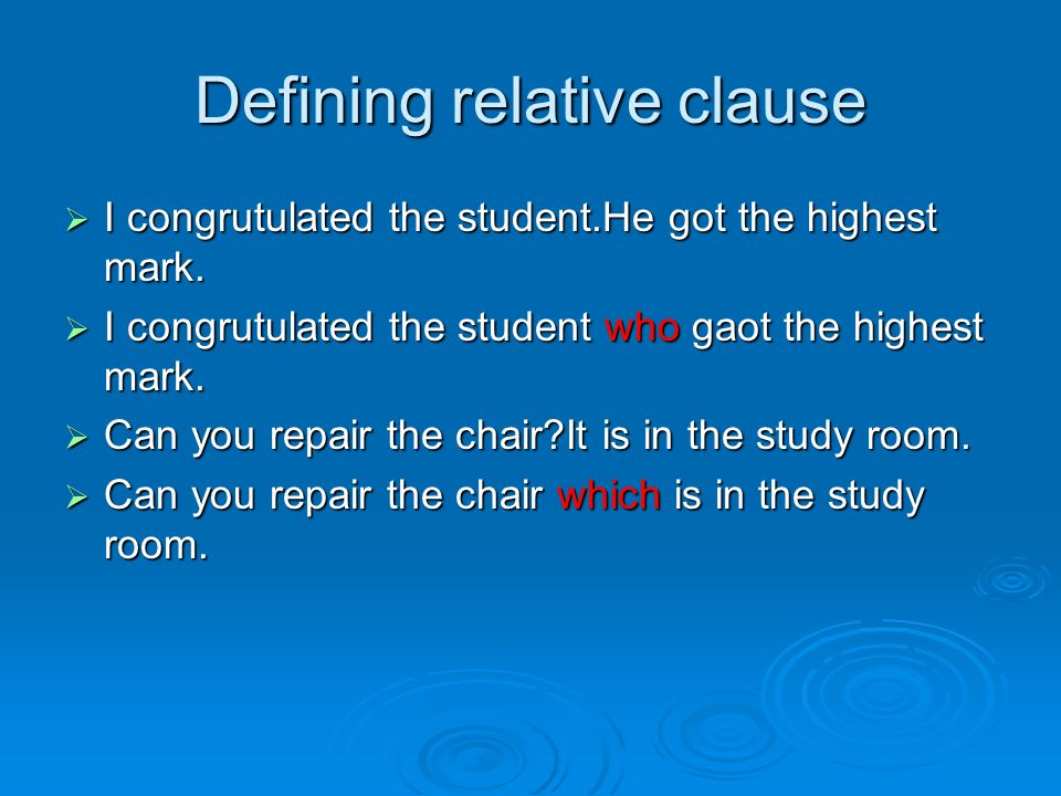 Defining relative clause