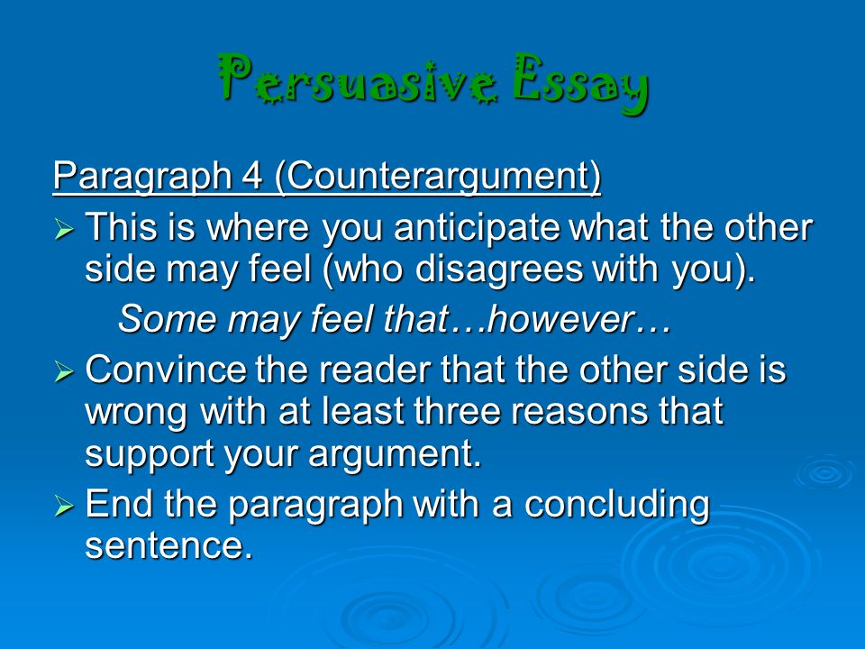 Persuasive Essay Paragraph 4 (Counterargument)