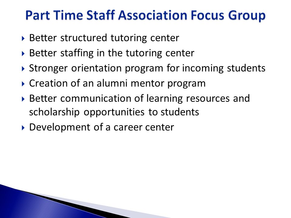 Part Time Staff Association Focus Group