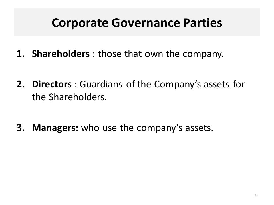 Corporate Governance Parties