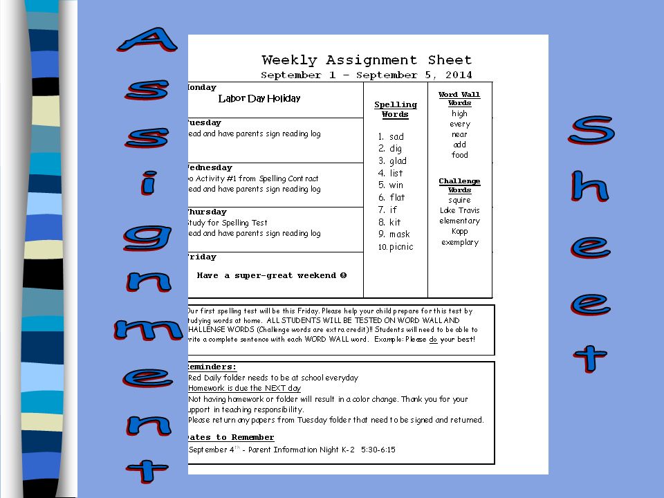 Assignment Sheet
