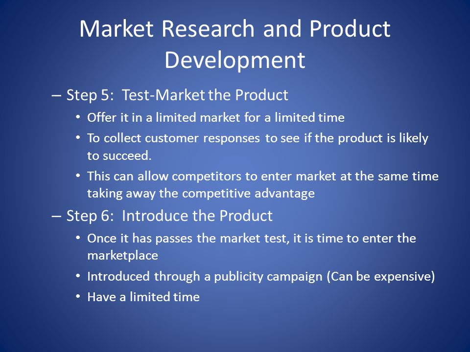 Market Research and Product Development