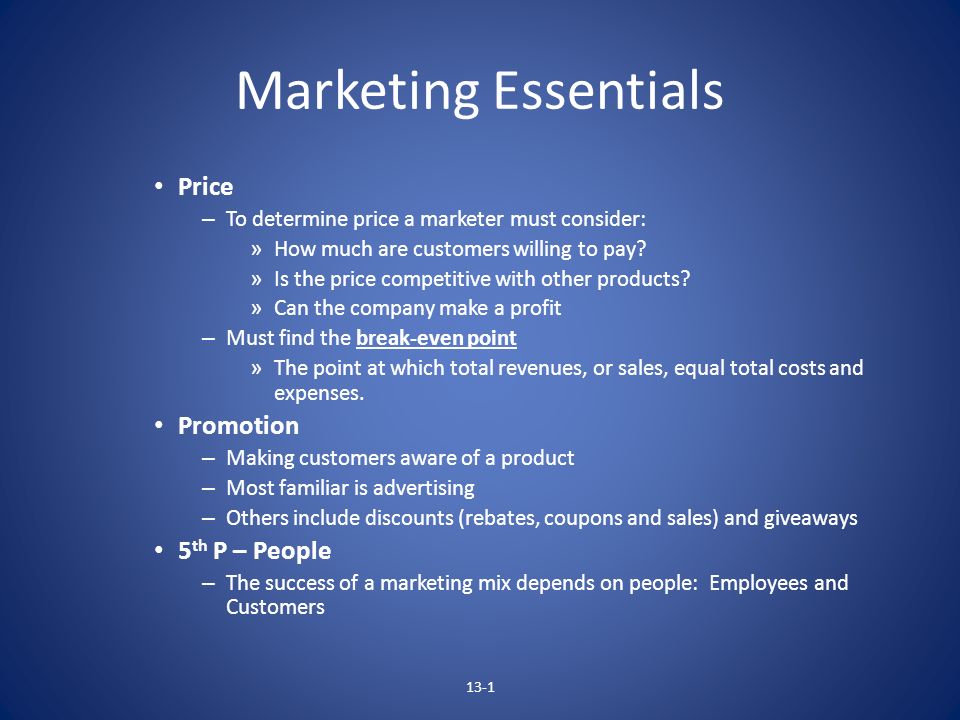 Marketing Essentials Price Promotion 5th P – People
