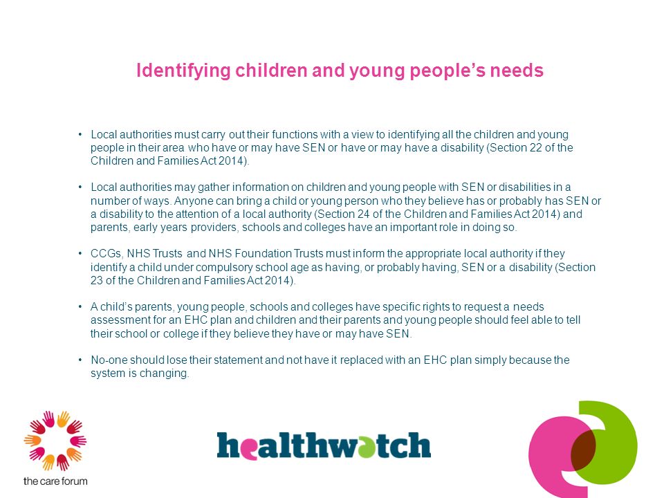 Identifying children and young people’s needs