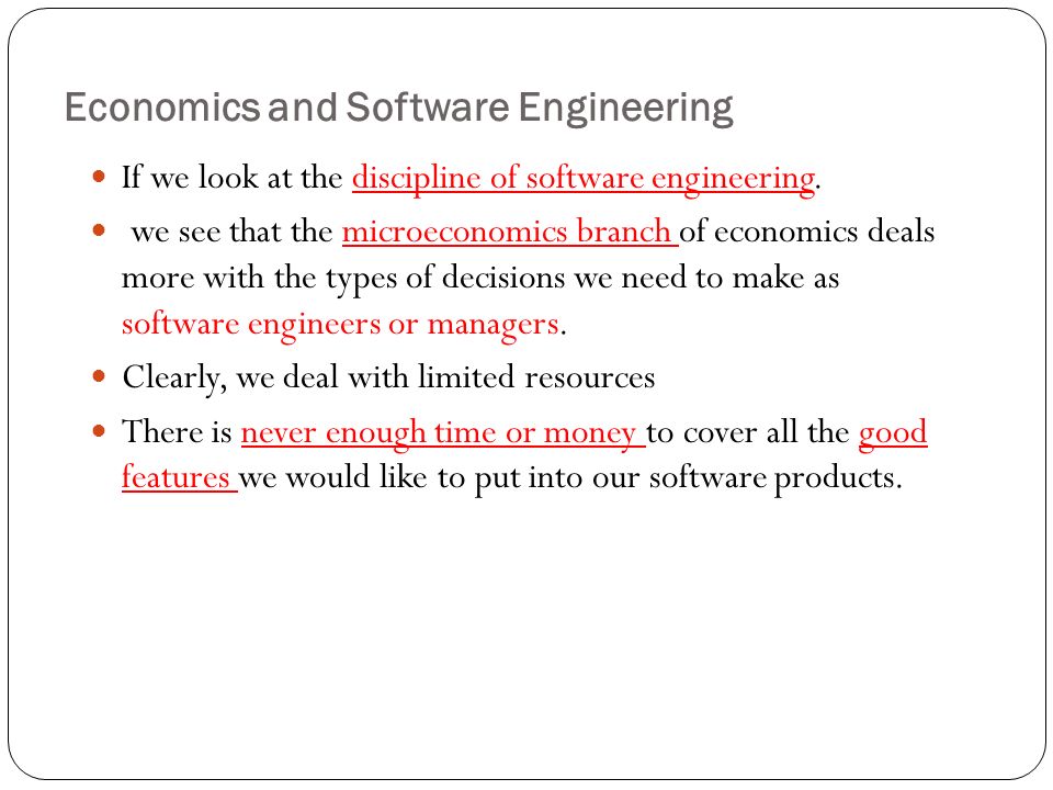 Economics and Software Engineering
