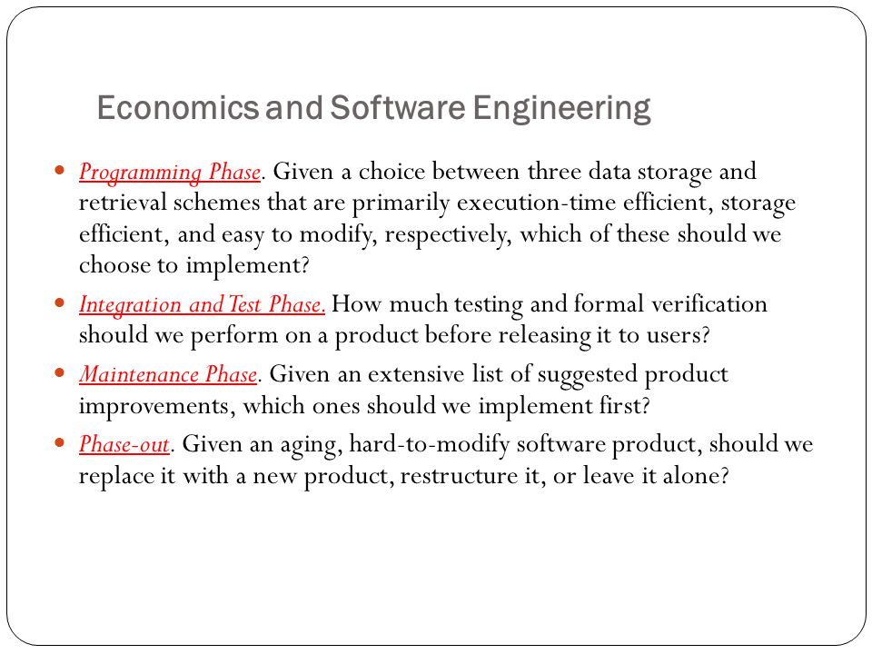 Economics and Software Engineering