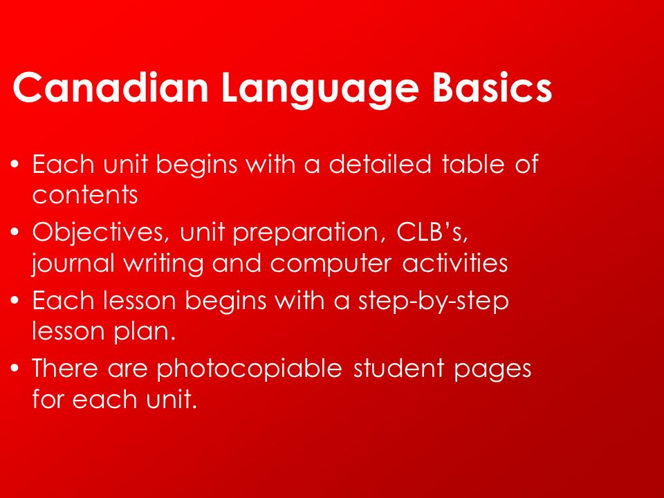 Canadian Language Basics