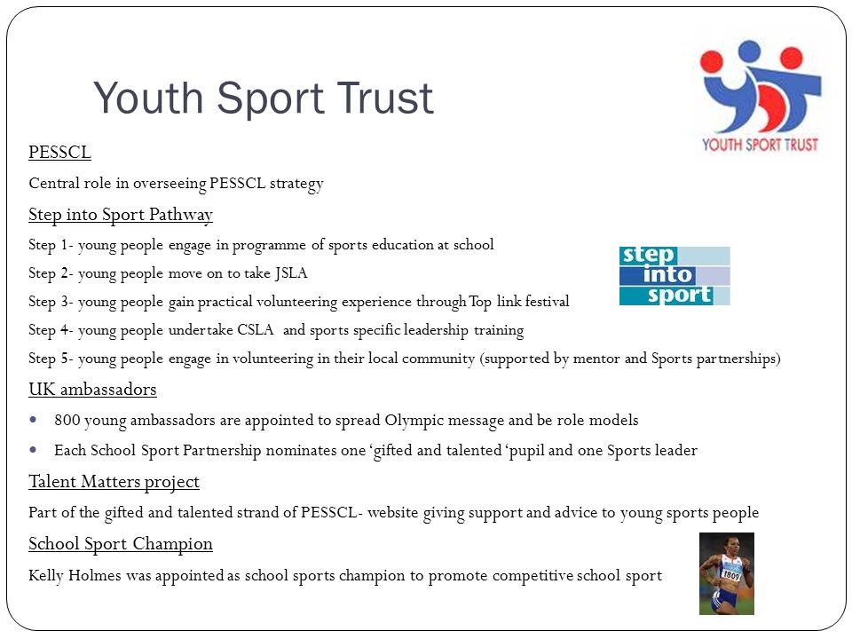 Youth Sport Trust PESSCL Step into Sport Pathway UK ambassadors