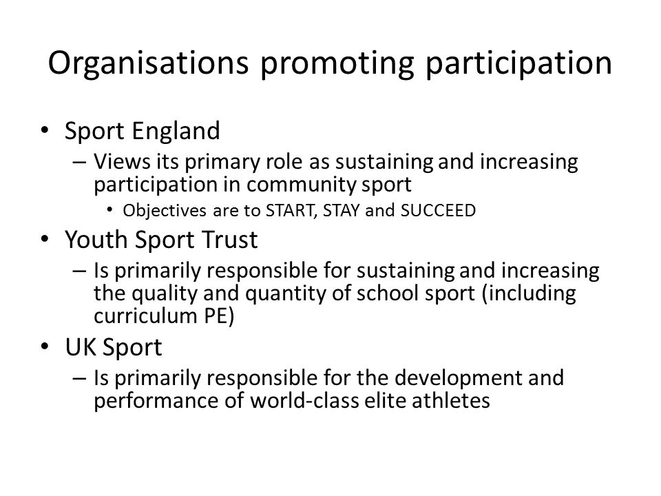 Organisations promoting participation