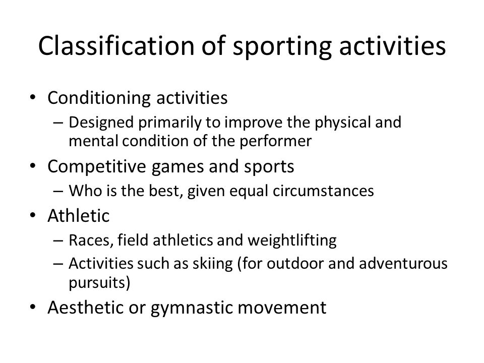 Classification of sporting activities
