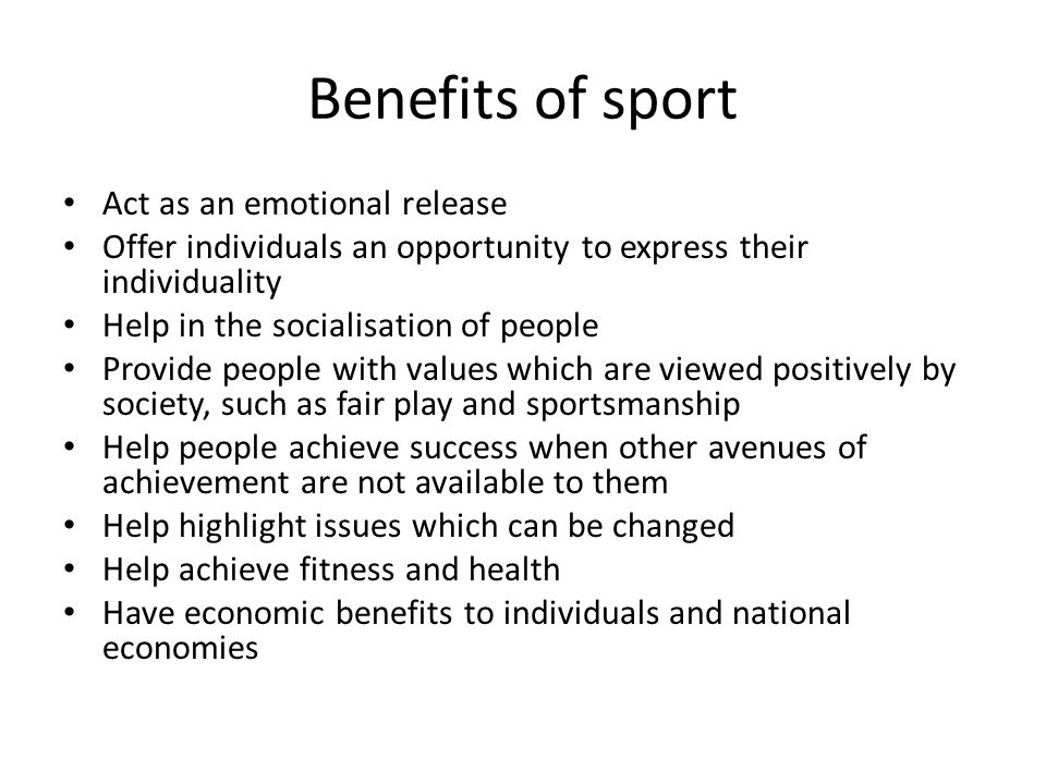 Benefits of sport Act as an emotional release