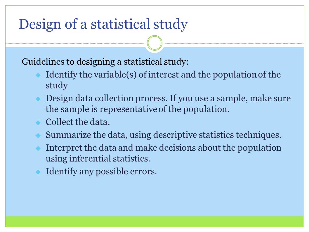 Design of a statistical study
