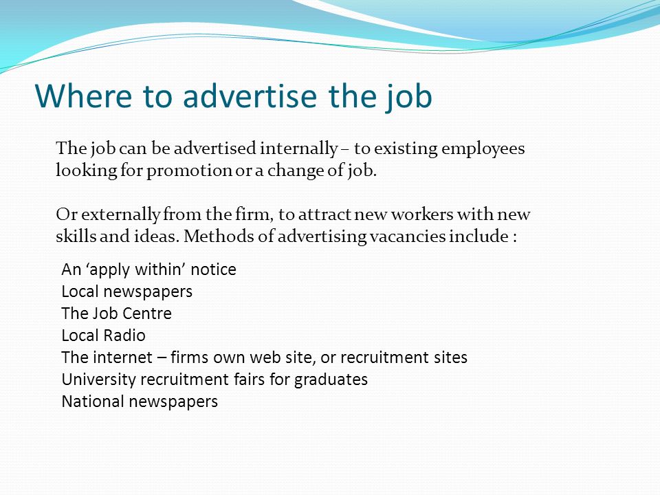 Where to advertise the job