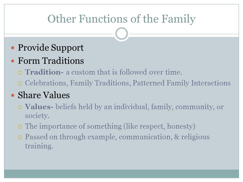 Other Functions of the Family