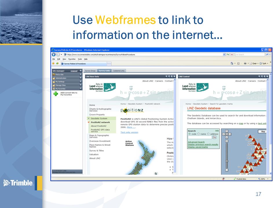 Use Webframes to link to information on the internet…