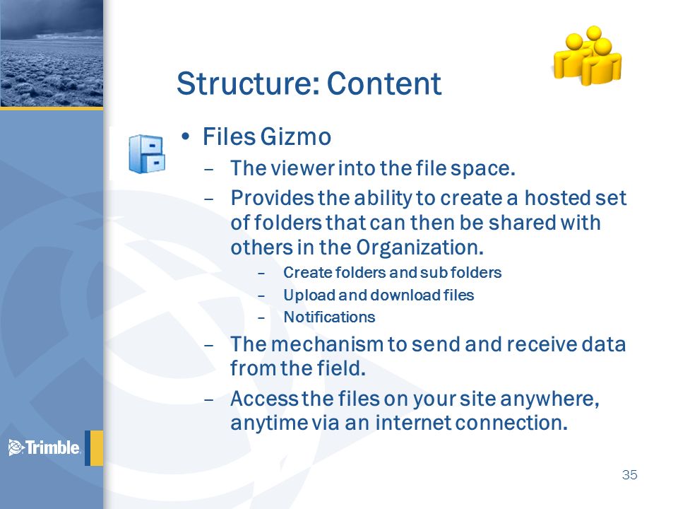 Structure: Content Files Gizmo The viewer into the file space.