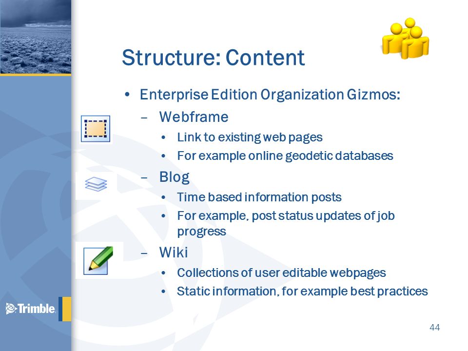 Structure: Content Enterprise Edition Organization Gizmos: Webframe