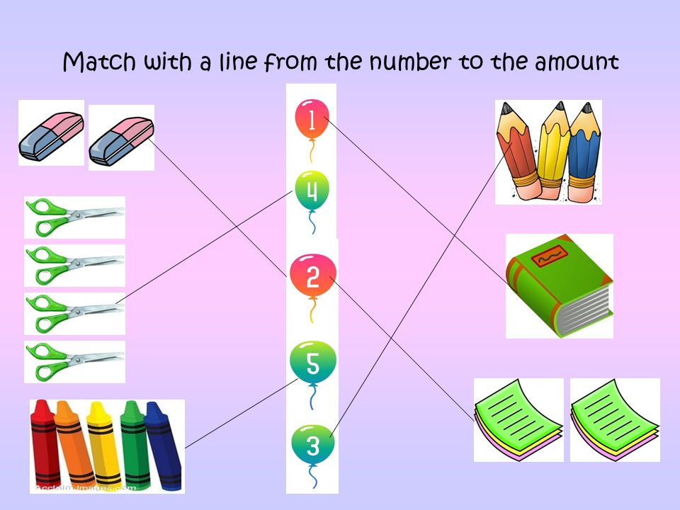 Match with a line from the number to the amount