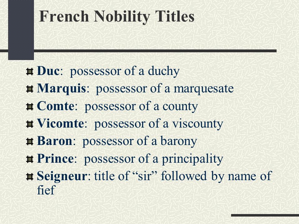 French Nobility Titles