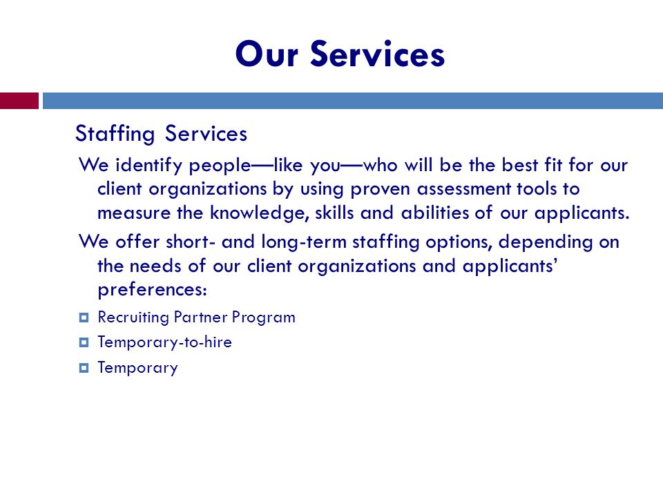 Our Services Staffing Services