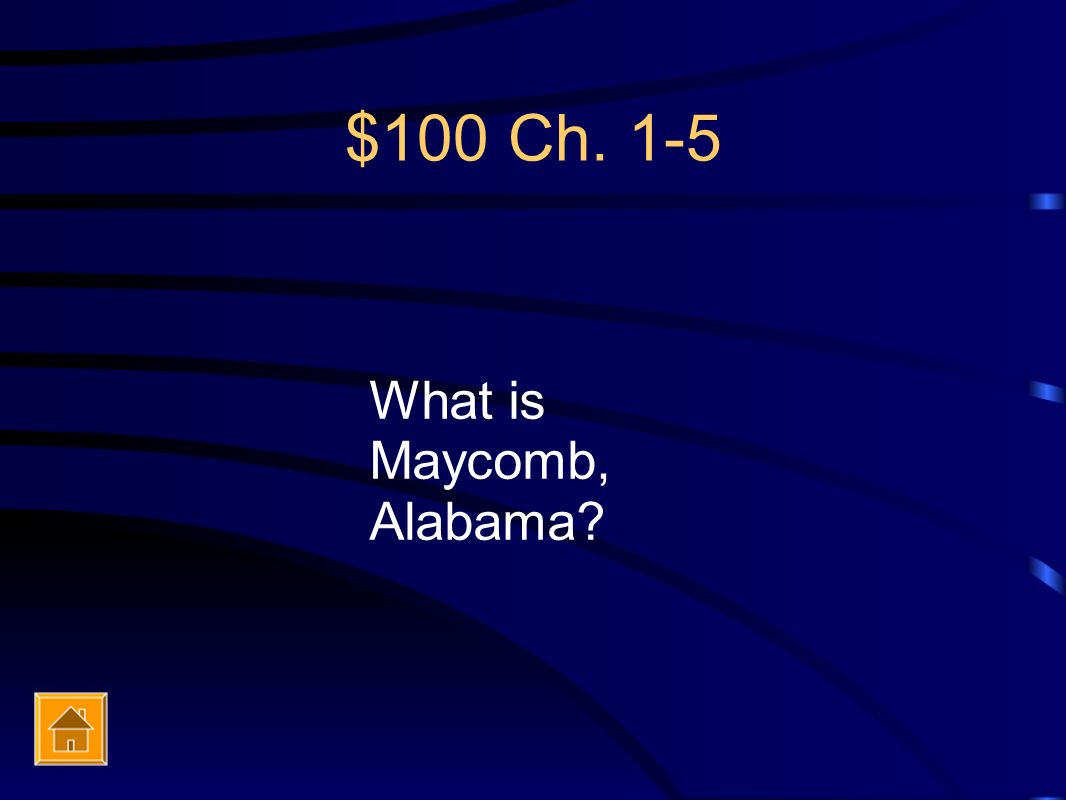 $100 Ch. 1-5 What is Maycomb, Alabama