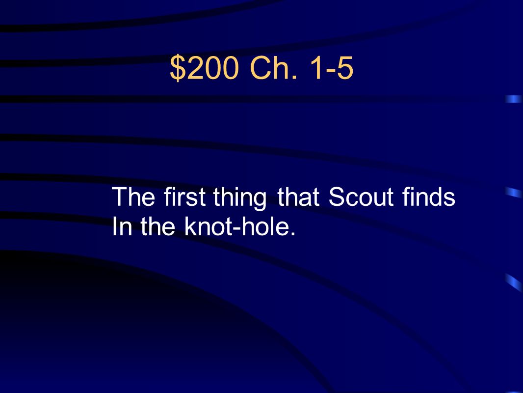 $200 Ch. 1-5 The first thing that Scout finds In the knot-hole.