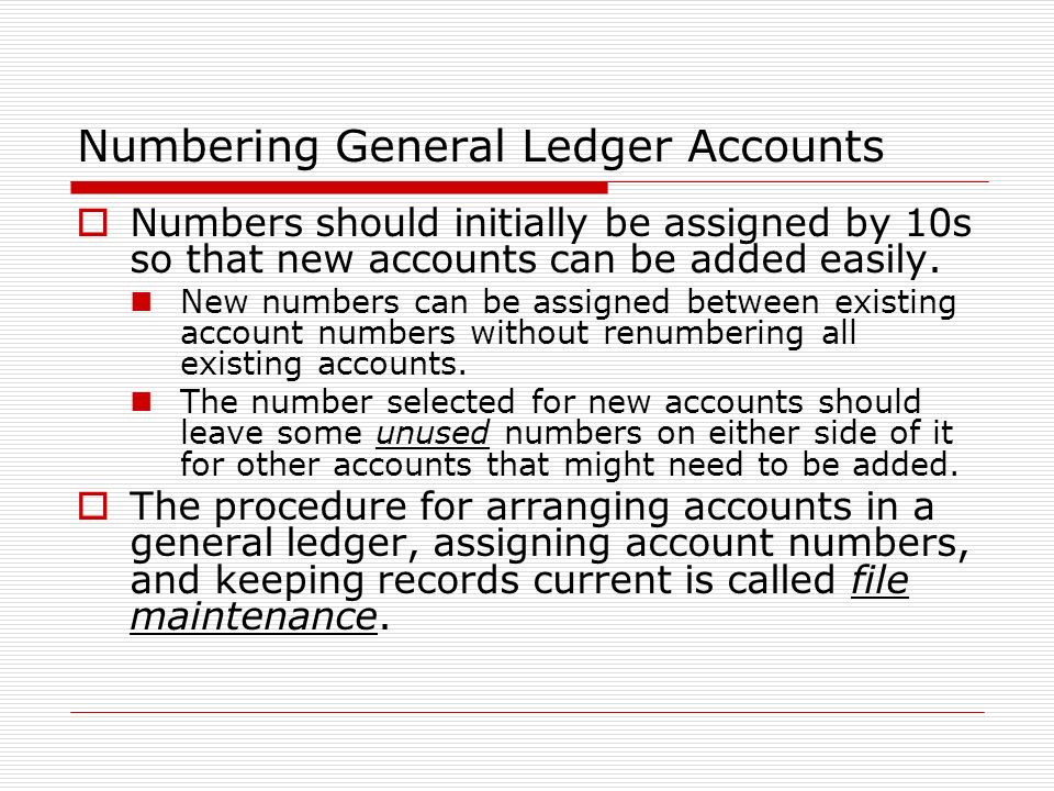 Numbering General Ledger Accounts