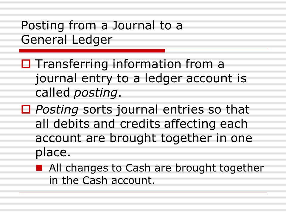 Posting from a Journal to a General Ledger