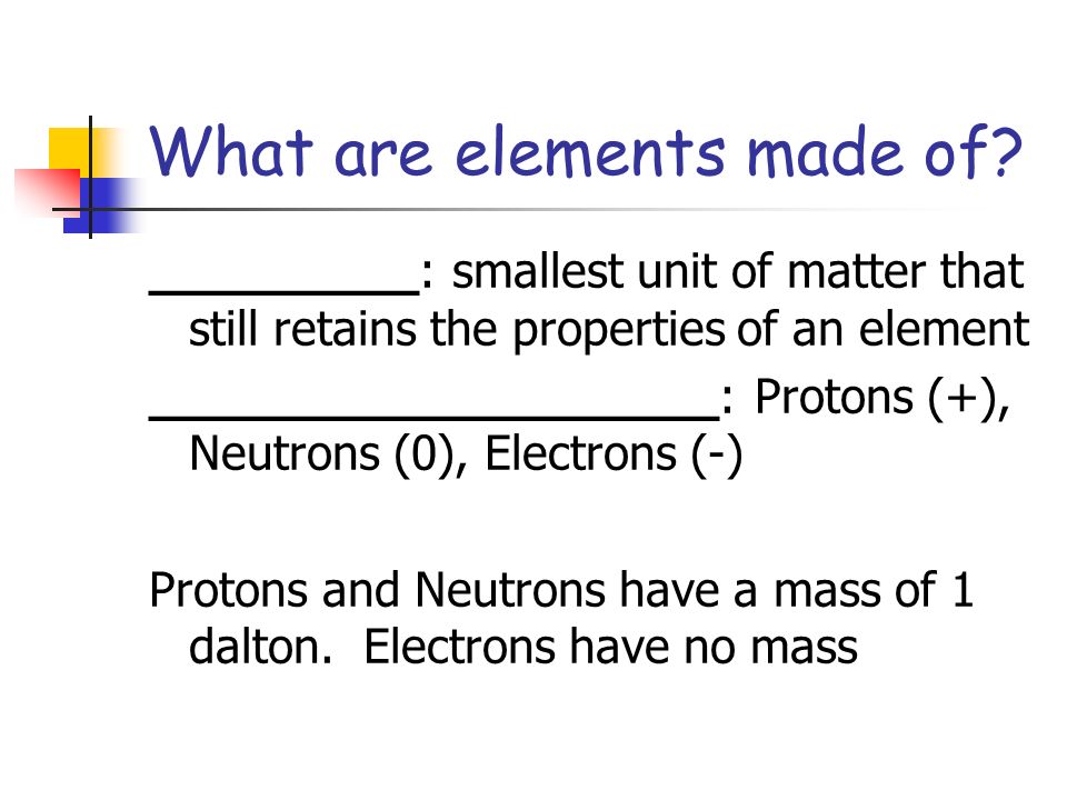 What are elements made of