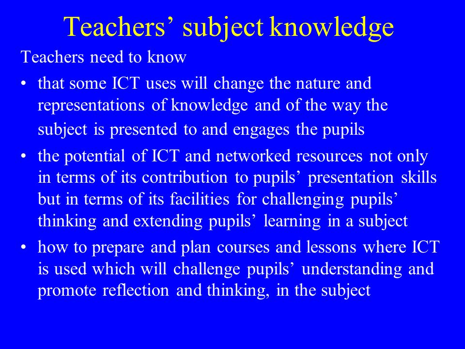 Teachers’ subject knowledge