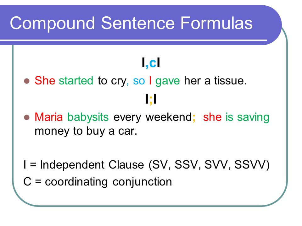 Compound Sentence Formulas