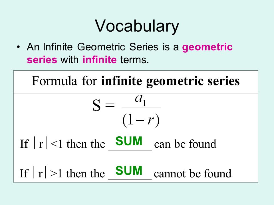 Formula for infinite geometric series