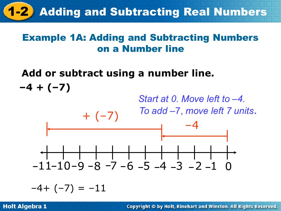 Example 1A: Adding and Subtracting Numbers on a Number line