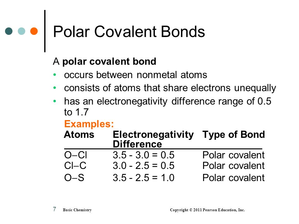Polar Covalent Bonds A polar covalent bond