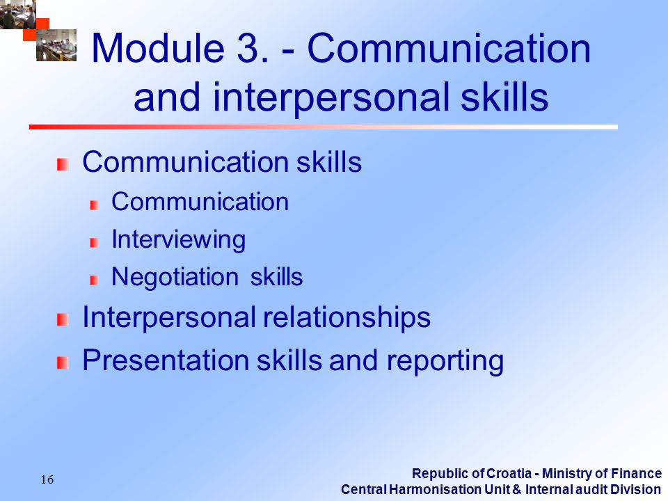 Module 3. - Communication and interpersonal skills