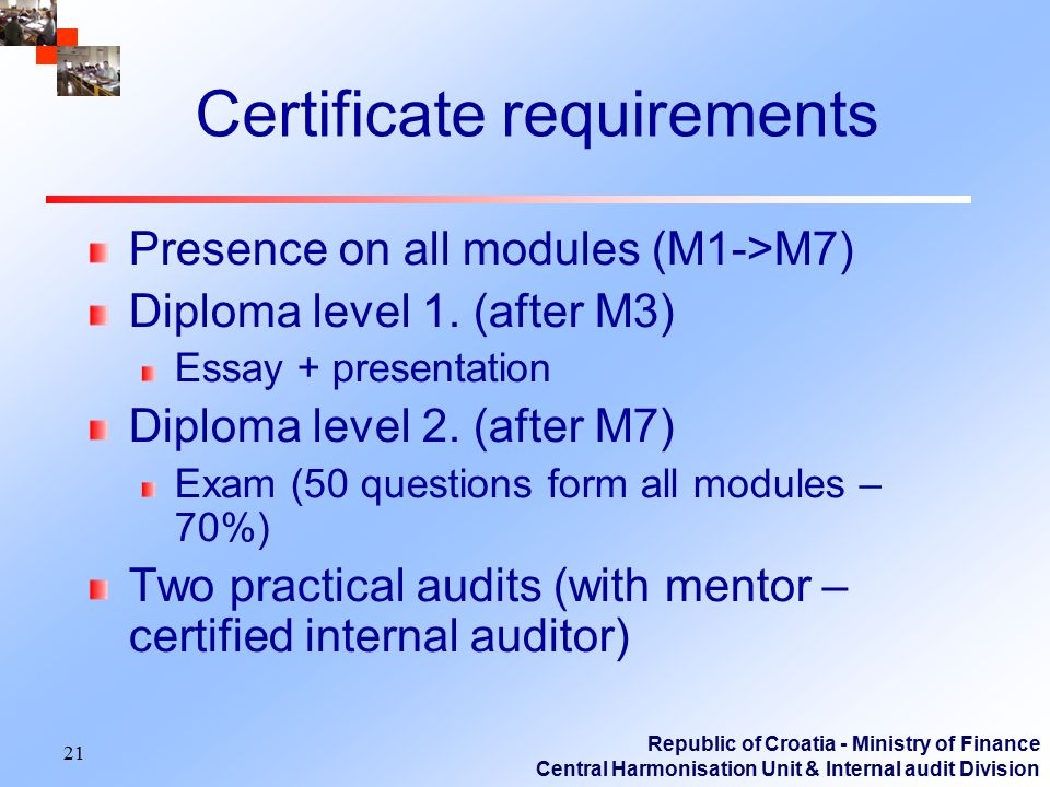 Certificate requirements