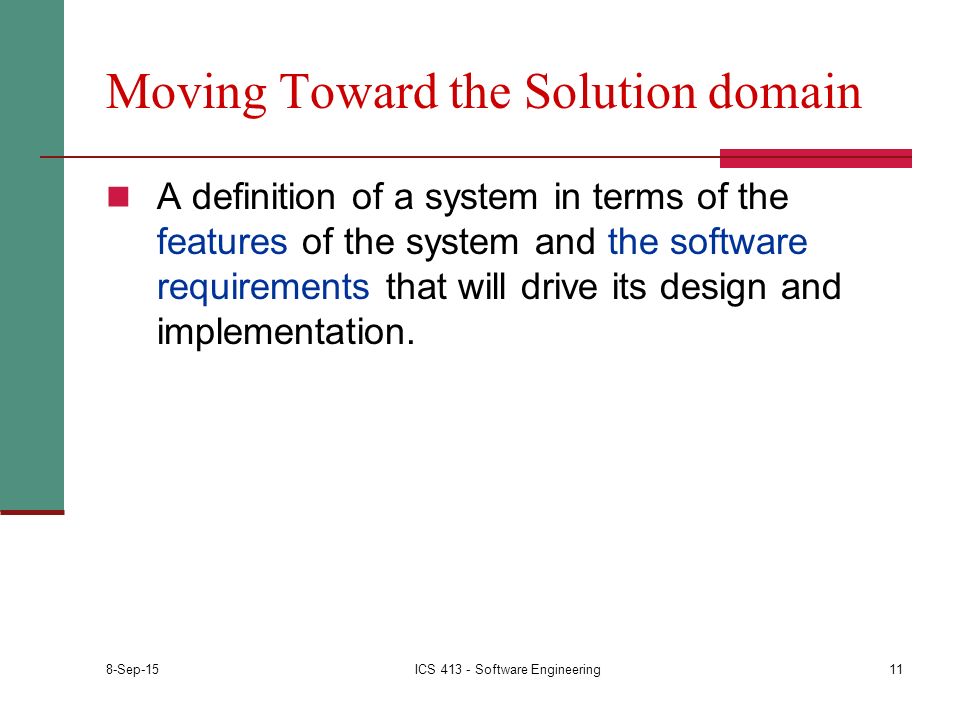 Moving Toward the Solution domain