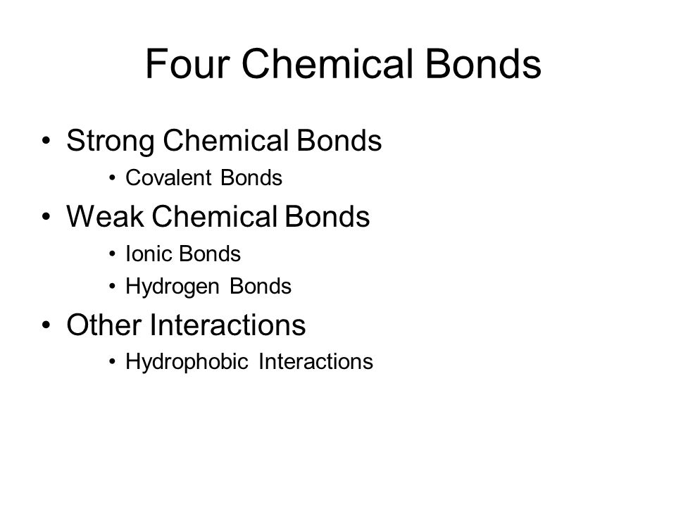Four Chemical Bonds Strong Chemical Bonds Weak Chemical Bonds