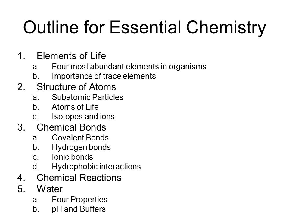 Outline for Essential Chemistry