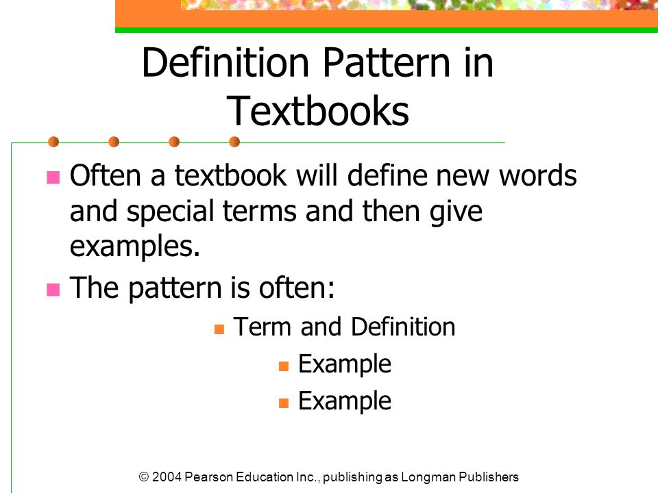 Definition Pattern in Textbooks