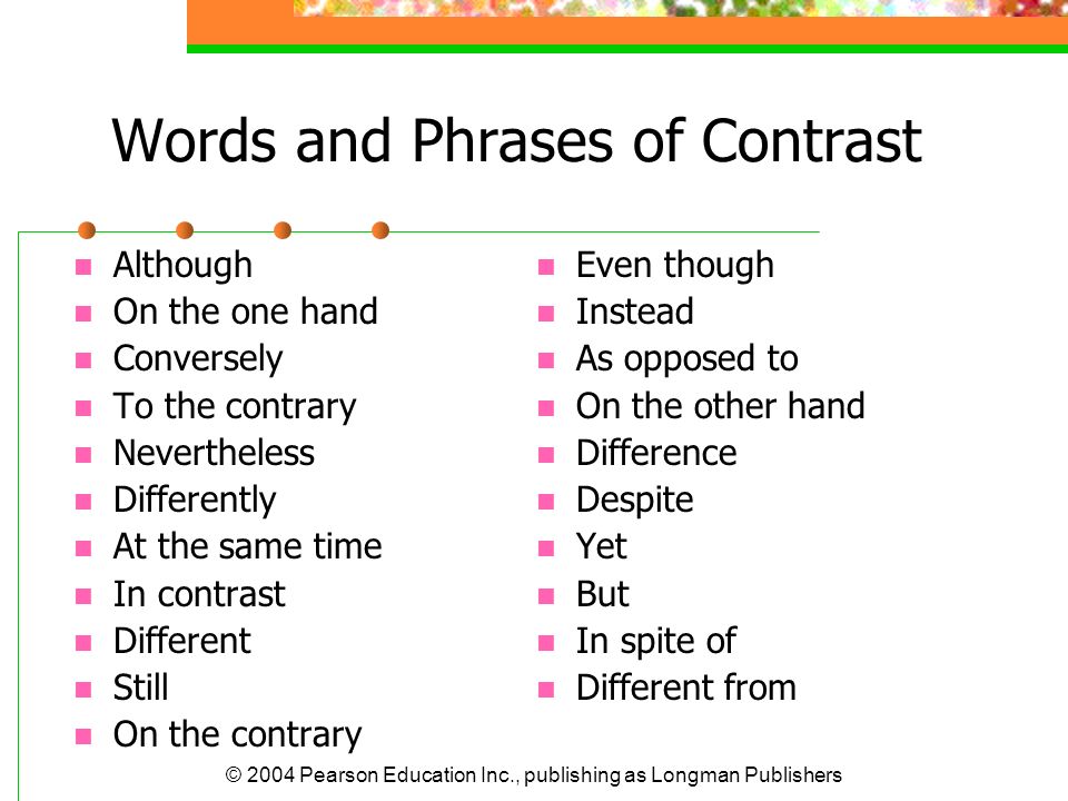 Words and Phrases of Contrast