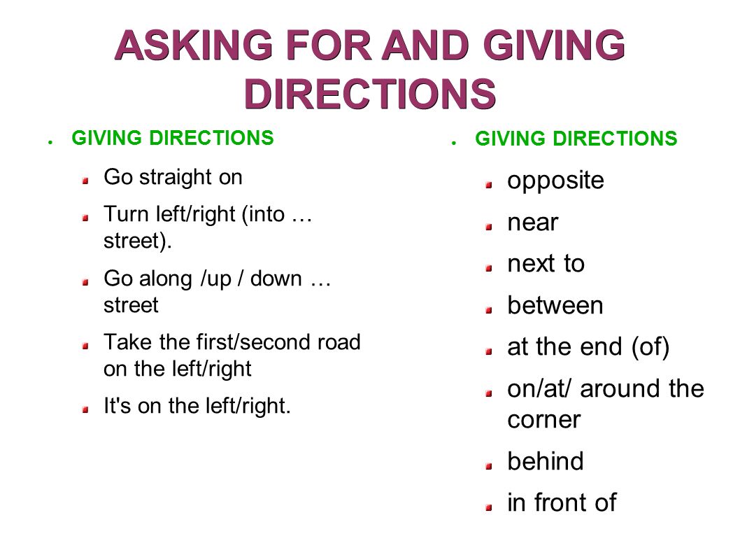 ASKING FOR AND GIVING DIRECTIONS