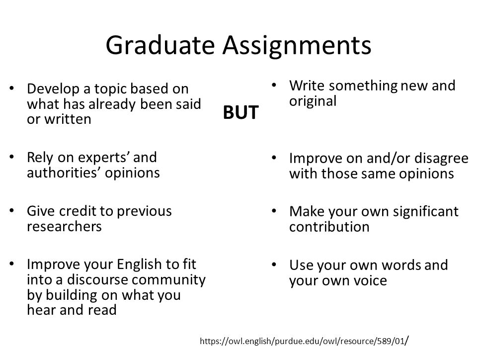 Graduate Assignments BUT Write something new and original