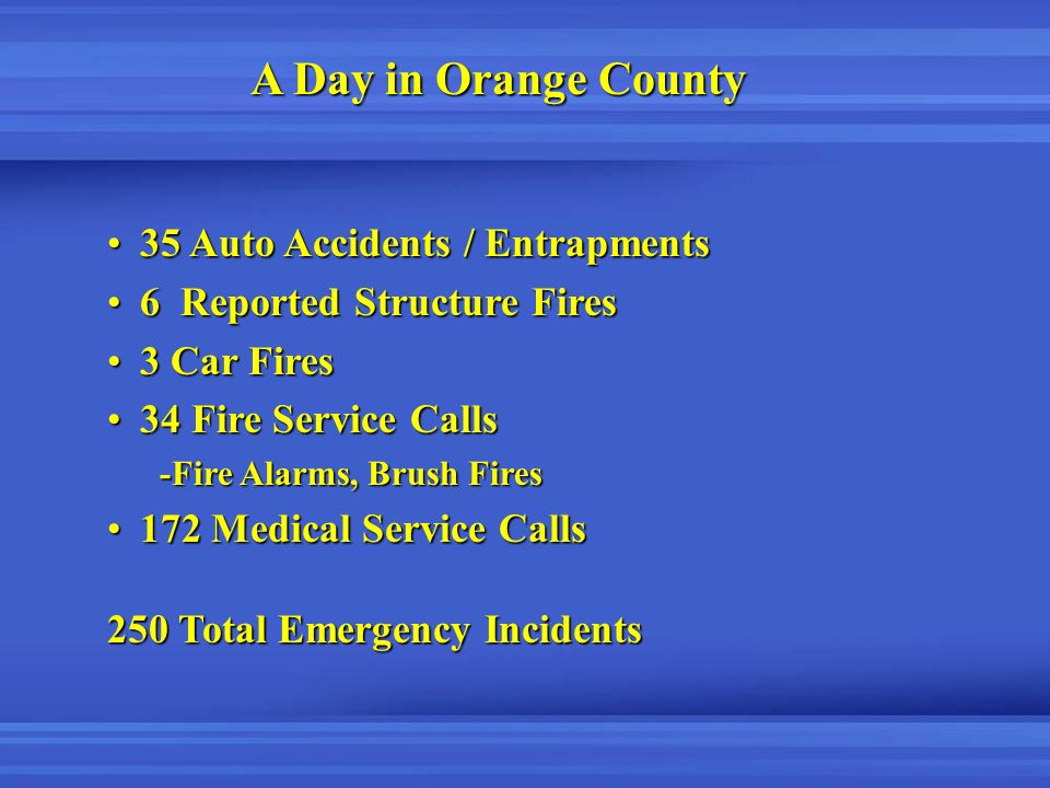 A Day in Orange County 35 Auto Accidents / Entrapments