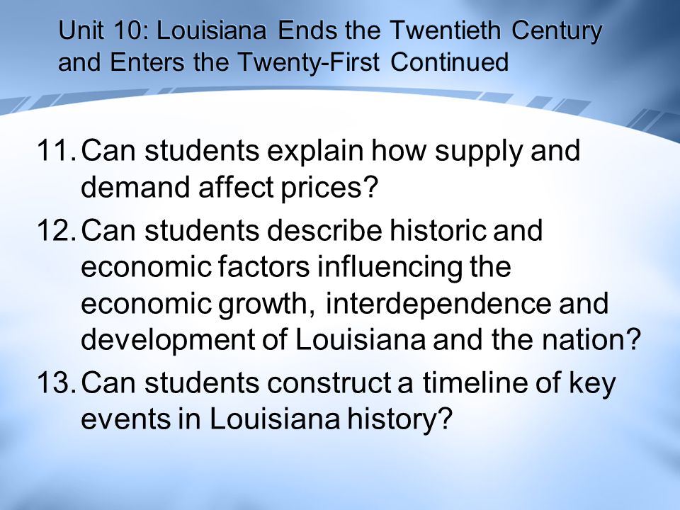 Can students explain how supply and demand affect prices