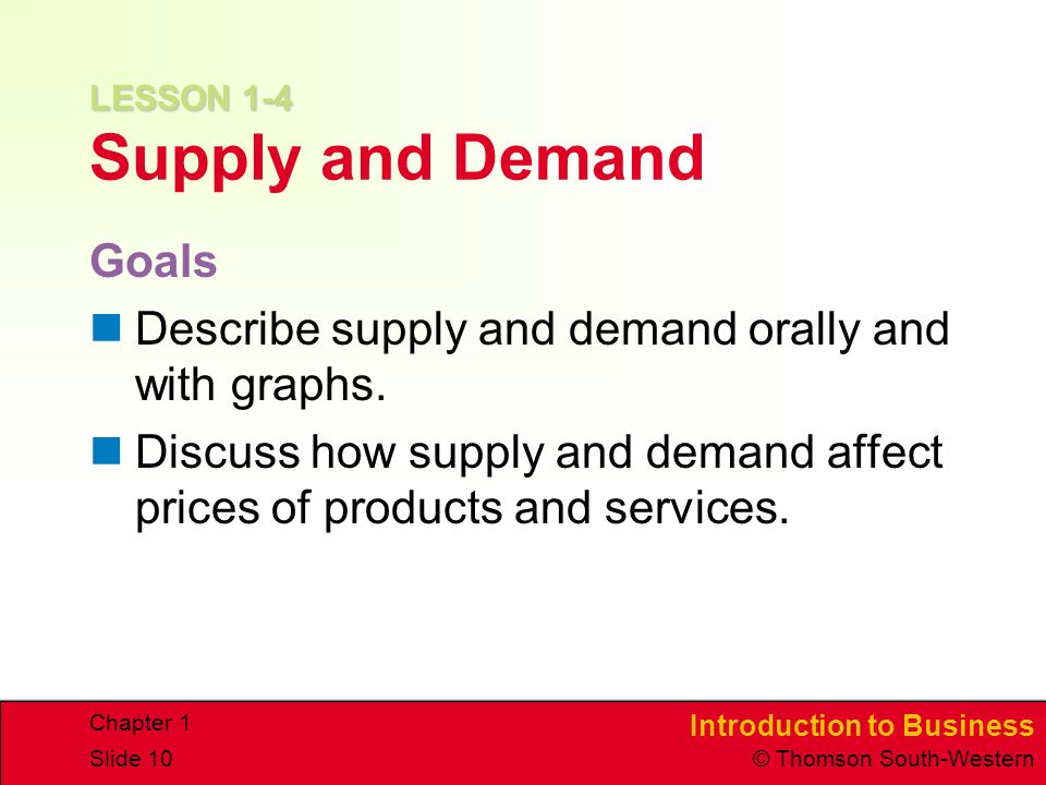 LESSON 1-4 Supply and Demand
