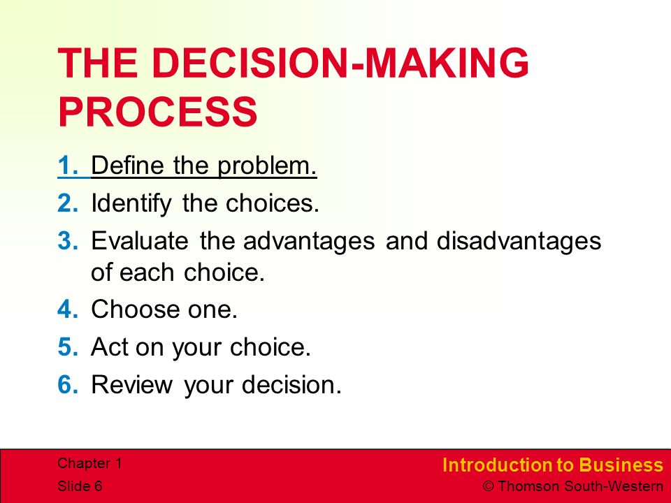 THE DECISION-MAKING PROCESS