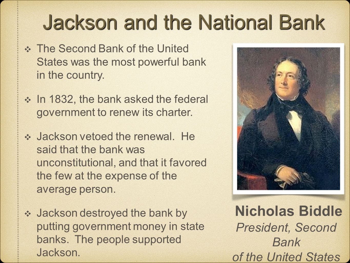 Jackson and the National Bank