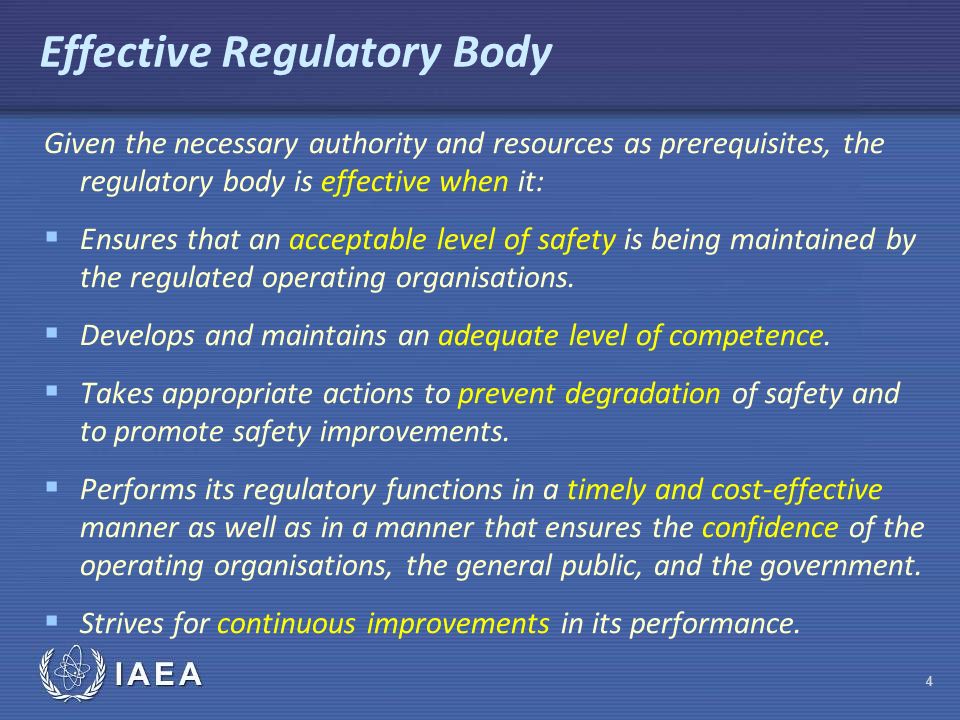 Effective Regulatory Body