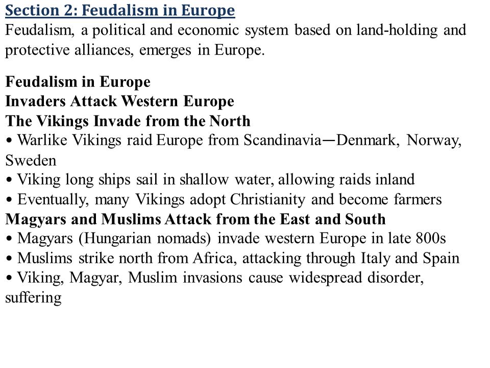 Section 2: Feudalism in Europe
